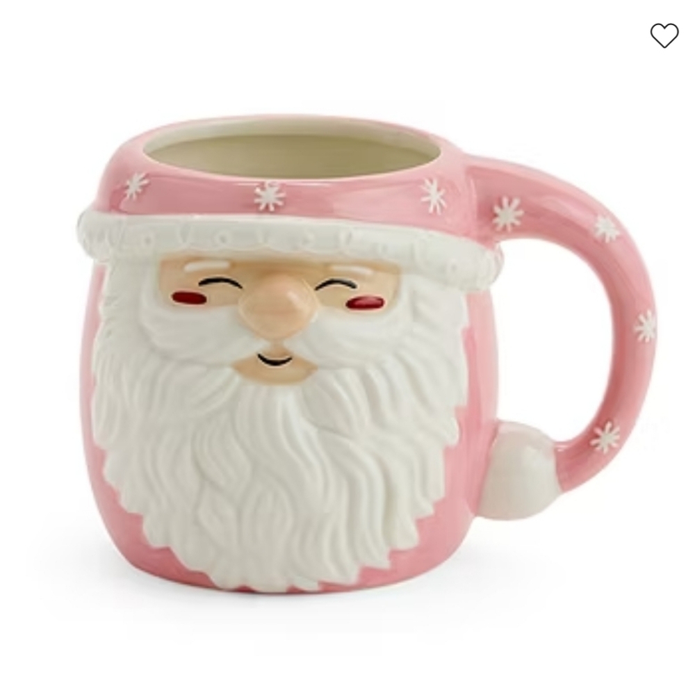 Santa Clause Pink Stoneware Holiday Mug XL 18 oz. BNWT RETIRED LIMITED ED. 2025